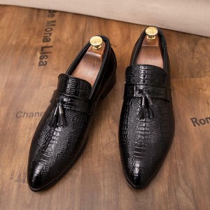 Mens Slip on Loafers Pointy toe British Alligator Leather Dress Formal shoes New