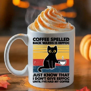 EEFFOC Is Coffee Spelled Backwards Funny Coffee Cup 11oz Mug Coffee Lover Gift - Picture 1 of 6