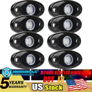 Blue 8 Pods LED Rock Lights Underbody Wheel Weel Light For Jeep Truck Car Boat - Picture 1 of 11