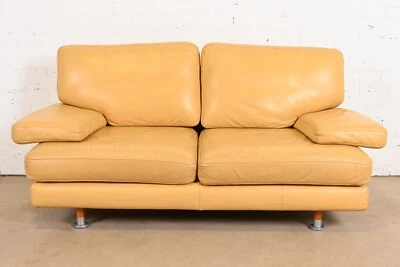 Ligne Roset Modern Yellow Leather Sofa or Loveseat - Image 1 of 4