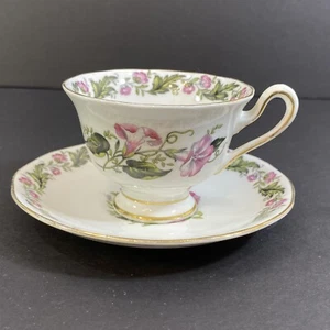 Taza y platillo Royal Albert Cotswold hueso China Inglaterra rosa floral con borde dorado - Imagen 1 de 11