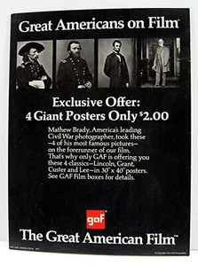 1972 Great American Film GAF Great Americans On Film Cardboard Easel Store Sign - Picture 1 of 1