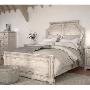 American Woodcrafters Providence Antique White Wood King Panel Bed - Picture 1 of 7
