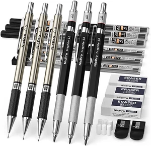 Art Mechanical Pencils Set Metal Drafting Sketching Drawing Pencil Artist Tools - Picture 1 of 12