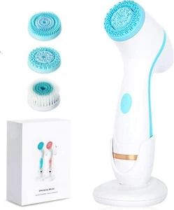 Brosse Nettoyante Visage Electrique 3 têtes rechargeable en silicone 4 vitesses - Picture 1 of 9