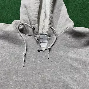 Vintage Nike Center Swoosh Hoodie Mens Medium Gray 90S Check Sweatshirt - Picture 1 of 8