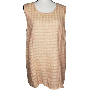 FLAX Pullover Tank NWT Scoop Neck Top S/L Pocket Linen Yellow Side Split Medium - Picture 1 of 8