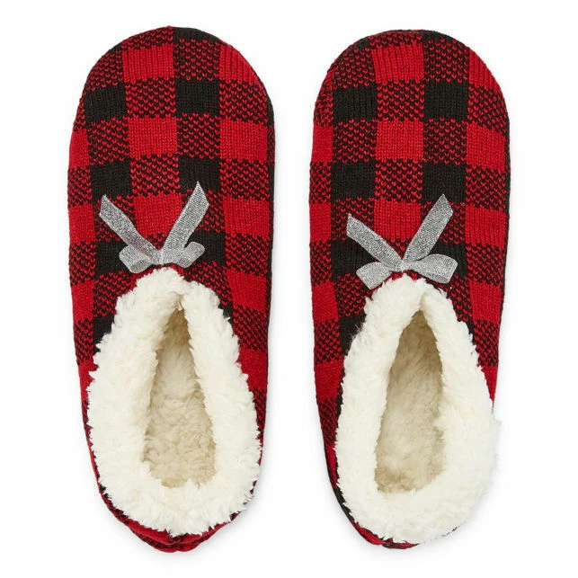 Mixit Red/Black Buffalo Check Women's Slipper Socks - NWT Foto 1 de 2