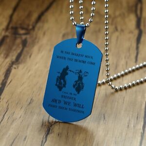 Personalized Engraving Men Necklace Pendant Brother Dog Tag Lucky Halloween Gift