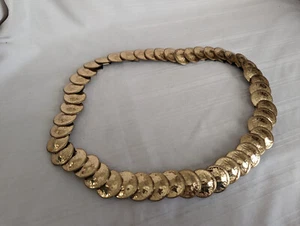 Gold plated medallions coins belt 28 - 40" elastic - Picture 1 of 3