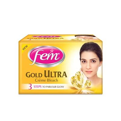 Fem Gold Ultra Creme Bleach 3 Steps to Parlour Glow 30 gm Free Shipping - Image 1 of 4