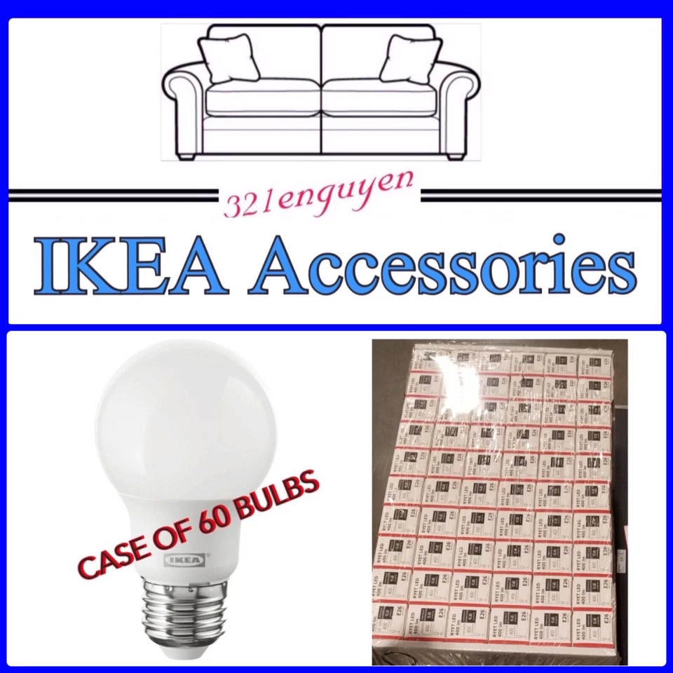 60 IKEA RYET LED bulb E26 400 lumen Bulbs, globe opal 304.284.92 - Case of 60 - Image 1 of 1