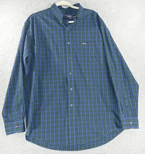 Mens Chaps Ralph Lauren Long Sleeve Blue Green Plaid Button Up Shirt Size XL