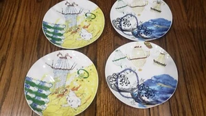 Pre-owned 4Anthropologie REBEKAH MAYSLES 2  CATS 2 Chandelier 8.5" Dessert Salad - Picture 1 of 6