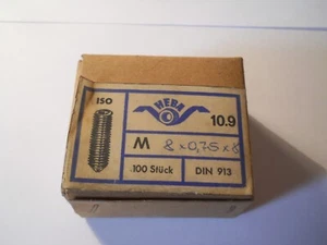 100 x PIN ROSCADO M 8x0,75x8 10.9 -DIN 913- -NUEVO/EMBALAJE ORIGINAL- - Imagen 1 de 3