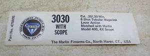 Vintage Marlin Schusswaffen Box Aufkleber, Etikett, Diamant Jubiläum 3030, 30/30 Gewehr - Bild 1 von 3