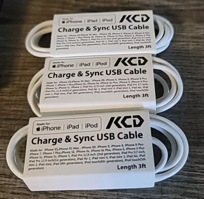 Lot of 3 New Original Apple OEM USB to Lightning Charge/Sync 3ft Cable - Image 1 of 3