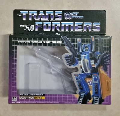 TRANSFORMERS G1 DIRGE BOX, INSERT, BUBBLES, & MANUAL NEW! DECEPTICON ROBOT - Image 1 of 4