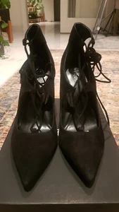 **NEVER WORN ** Wittner Reema Leather Suede Black Lace Up Heel Shoes Sz 41/AU10 - Picture 1 of 12