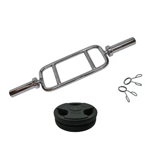 Total 23kg - 88cm Olympic Tricep Barbell Weight Set - Rubber Coated Weight Plate - Picture 1 of 7