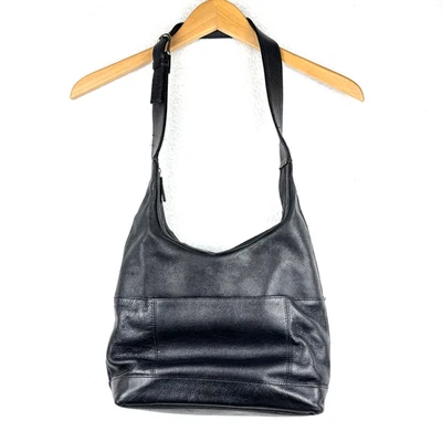 Bolso de hombro vintage Y2K años 90 Wilsons cuero pelle Studio negro correa única Foto 1 de 4