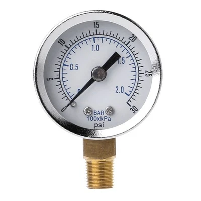 1/8" NPT Pressure Gauge Compressor Hydraulic Pressure 0-30 PSI Bottom Mount - Image 1 of 4