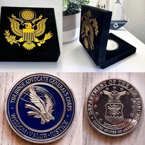 US AIR FORCE (JAG) JUDGE ADVOCATE GENERAL'S CORPS Challenge Coin w/ velvet case. - Picture 1 of 3