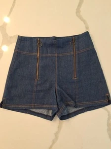 Unique Vintage Size S/4 With Double Zips Down Front Jean Shorts - Picture 1 of 5
