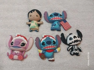 Disney Lilo And Stitch Rubber Magnet Lot Of 5 Christmas, Skeleton - Picture 1 of 9
