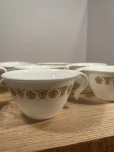 Juego de 8 tazas de té de café con mango de gancho dorado mariposa CORELLE de CORNING de colección - Imagen 1 de 8