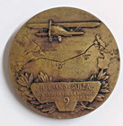 ANTIQUE 1930 FRENCH AVIATION BRONZE MEDAL COSTES & BELLONTE PARIS TO NEW YORK FL