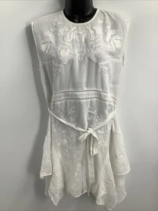Allsaints Women's Audrina Embroidered Sleeveless White Mini Dress Size 2 - Picture 1 of 22