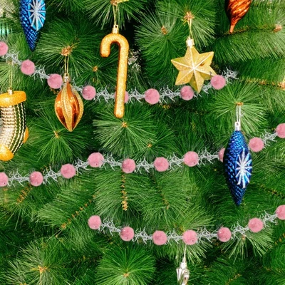 Rollo de cinta de pompones para envolver regalos cinta decoración para fiesta de festival Foto 1 de 4