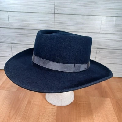 New York Hat Co Sombrero Ajustado Para Hombres Grande Azul Marino Lana Fieltro Western Fedora Gambler EE. UU. Foto 1 de 4