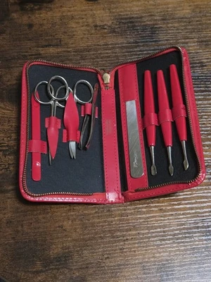 Vintage Leather Red Western Germany Manicure Kit - Image 1 of 4