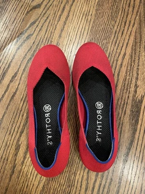 Rothy's The Flat Shoes Womens Size 8.5 Red Knit Washable Ballet Preppy Classic - Image 1 of 4