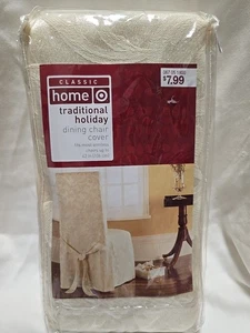 Urlaub Jacquard 2 Stuhlhussen SET ELFENBEIN klassisch armlos Esszimmerstuhl Neu in Verpackung 42" - Bild 1 von 6