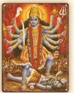 Kali Hindu Göttin der Zerstörung & Schöpfung weiblich Blechschild 12"x 8" Neu - Bild 1 von 2