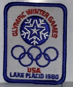 VINTAGE 1980 LAKE PLACID OLYMPIC WINTER GAMES TEAM USA 3.5" IRON ON CLOTH PATCH - Picture 1 of 3