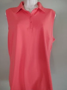 Lady Hagen Coral Preppy Golf Polo Classic Size XL Button Up - Picture 1 of 8