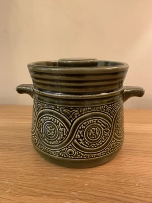 Vintage Saxony Ellgreave  Green Glazed Lidded Casserole Dish 1960’s - Image 1 of 4