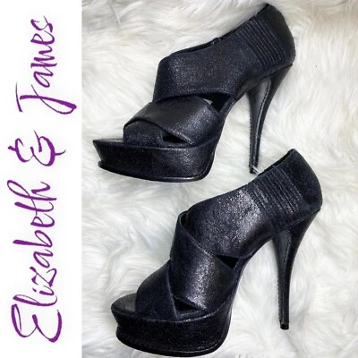 ELIZABETH & JAMES Milla Black Platform Open Toe Stiletto Bootie, Size 7 - Image 1 of 4