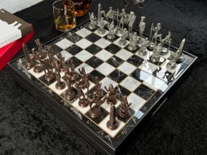 Custom Chess Set with Storage – Pharaoh Theme, 14.5" Antique Pieces - Gift Idea - Picture 1 of 7