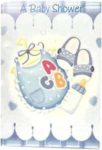 Invitaciones de baby shower azul niño babero invita suministros de fiesta 12 unidades - Imagen 1 de 3