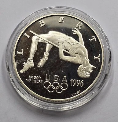 USA 1996 Atlanta Olympics High Jump Silver Dollar Coin - Image 1 of 2