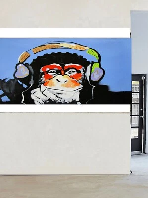200cm CANVAS Art Print DJ MONKEY gorilla ape chimp PAINTING headphones Australia - Image 1 of 4