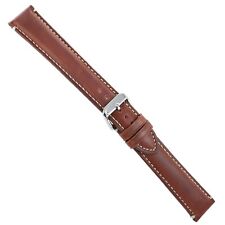 20mm Hadley-Roma Ms885 Long Chestnut Oil-tan Leather Heavy Pad Watch Band Strap