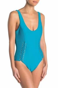 Red Carter strukturierte Gitter Öse Schnürung Badeanzug Baden Blau/Laser Gr.Med Neu - Bild 1 von 6