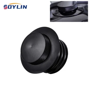 Black Pop Up Vented Flush Mount Fuel Tank Gas Cap Fit For Harley Screw In Type - Picture 1 of 9