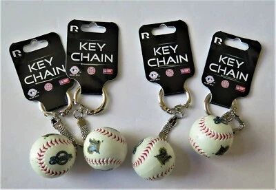 FOUR (4) MILWAUKEE BREWERS PLASTIC, BASEBALL KEY CHAINS FROM RICO INDUSTRIES - Image 1 of 2